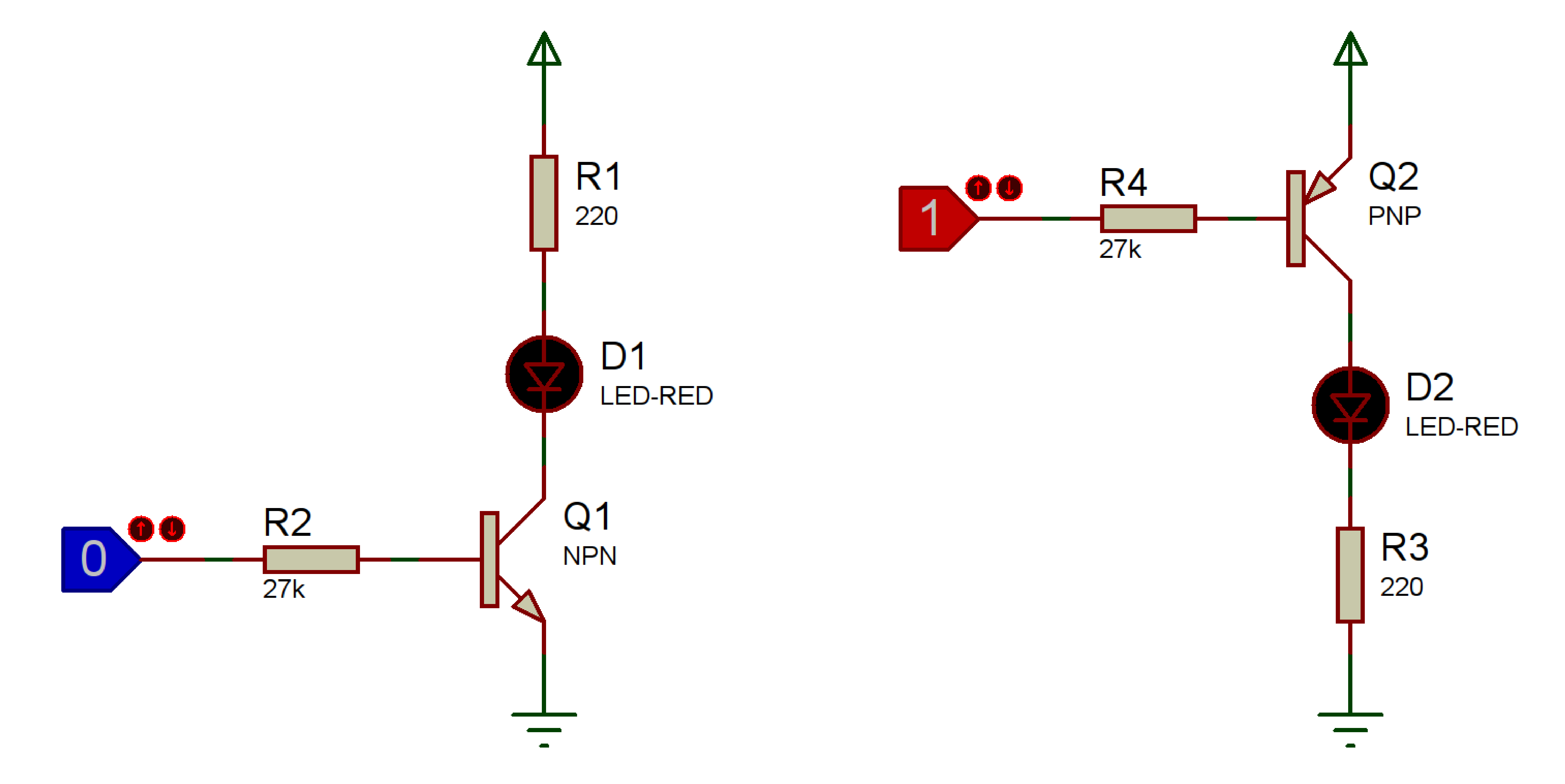 Configuracions amb transistor NPN(esquerra) i PNP(dreta)